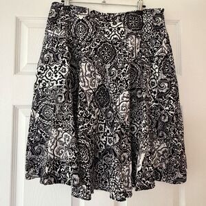 Ralph Lauren Skirt Womens Size 10 Black White Boho Floral Abstract Casual A-line